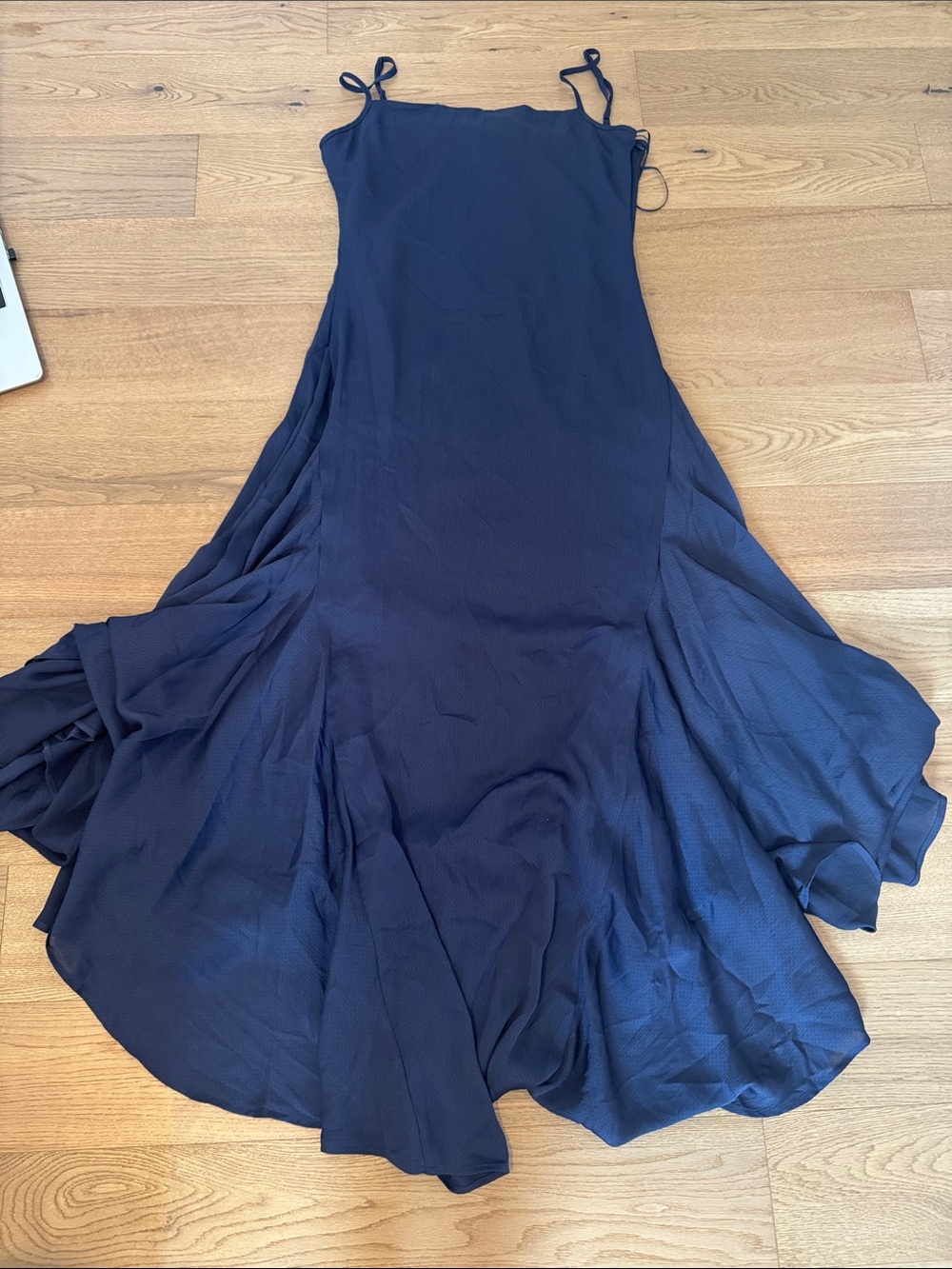 Jewel Badgley Mischka • NWT Navy Slip Maxi Dress with Spaghetti Straps - Picture 2 of 4